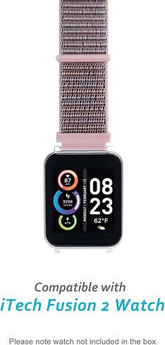 BlackPro متوافق مع iTech Fusion 2 / iTech Fusion 2R Watch Bands، تصميم بخطاف وحلقة من النايلون، مسامي وقابل للتعديل مع دبابيس سريعة الفك in Kuwait