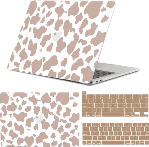 متوافق مع حافظة MacBook pro مقاس 13 بوصة، 2020 2019 2018 2017 2016 (A2338 M1/A2159/A2251/A2289/A1989/A1706) مع معرف اللمس وحزمة من واقيات لوحة المفاتيح، غطاء صلب للكمبيوتر المحمول (بقرة بنية) in Kuwait