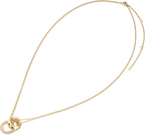 Vintage Ring Necklace with Double-Ring Pendant Promise Love Circle CZ Necklace Dainty Cubic Zirconia Halo Choker Necklaces for Women Matching Jewelry Set Gifts for Anniversary in Saudi Arabia