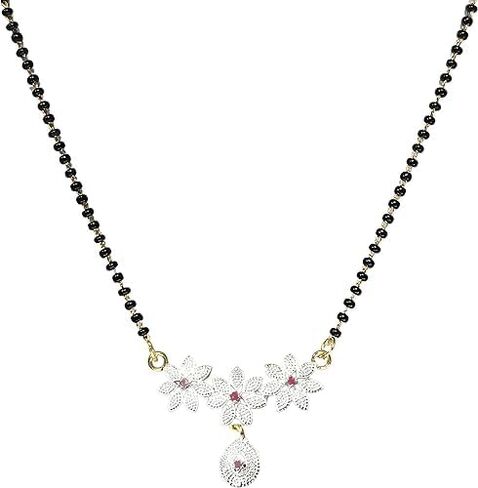 multi flower Traditional Ethnic AD Mangalsutra Chain Pendant for Women Gifts for Women Valentines Gift.., Small, Black in Saudi Arabia