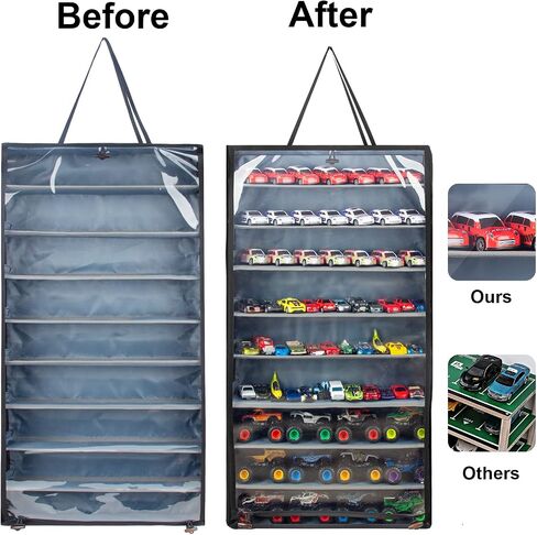 KISLANE Display Case Compatible with Hot Wheels Cars, Matchbox Cars, Monster Jam Trucks, Dustproof Hanging Display Case for Hot Wheels, Matchbox Cars, Monster Jam Trucks (Rectangular-Black) in Saudi Arabia