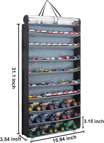 KISLANE Display Case Compatible with Hot Wheels Cars, Matchbox Cars, Monster Jam Trucks, Dustproof Hanging Display Case for Hot Wheels, Matchbox Cars, Monster Jam Trucks (Rectangular-Black) in Saudi Arabia