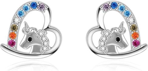 Hypoallergenic Sloth/Unicorn/Cat/Cross Stud Earrings for Women 925 Sterling Silver Colorful Animal Heart Earring Studs for Sensitive Ears, Birthday Jewelry Gifts for in Saudi Arabia