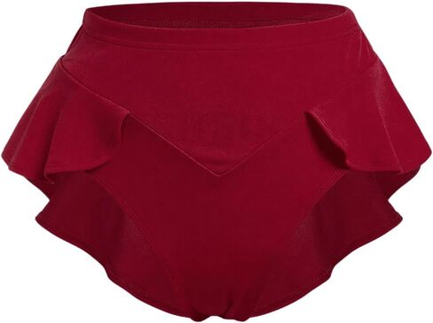 OYOANGLE Women's Elastic High Waisted Ruffle Hem Skorts Solid Casual Mini Skirt Shorts in Saudi Arabia