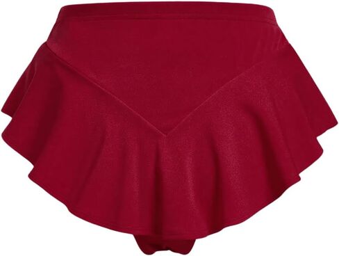 OYOANGLE Women's Elastic High Waisted Ruffle Hem Skorts Solid Casual Mini Skirt Shorts in Saudi Arabia