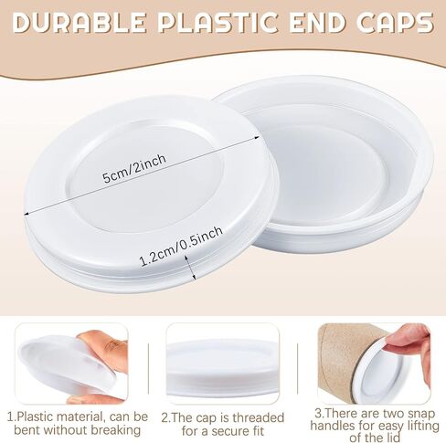 100 Pieces Mailing Tubes Plastic End Caps Cardboard Shipping Tube End Caps Plastic White End Caps for Mailing Tubes, Round (2 Inch) in Saudi Arabia
