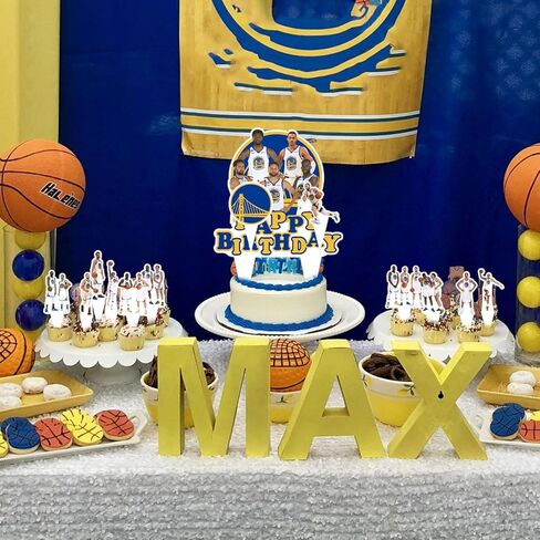 37Pack Golden State Basketball Team Cake Decorations,Warriors Party Supplies with 36pcs Cupcake Toppers, 1pcs Big Cake Topper for Basketball Birthday Party Supplies in Saudi Arabia