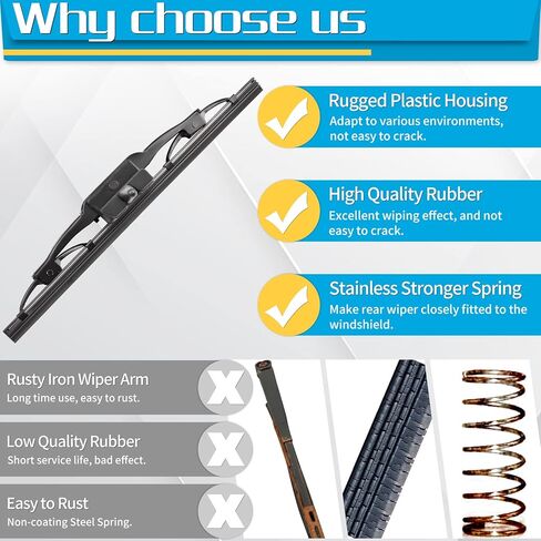 شفرة ممسحة خلفية، بديلة لسيارة Toyota FJ Cruiser 2007-2017 - استبدال مجموعة ممسحة الزجاج الأمامي الخلفية من ZOFFI - نافذة تنظيف من المطاط الطبيعي لجميع المواسم in Kuwait