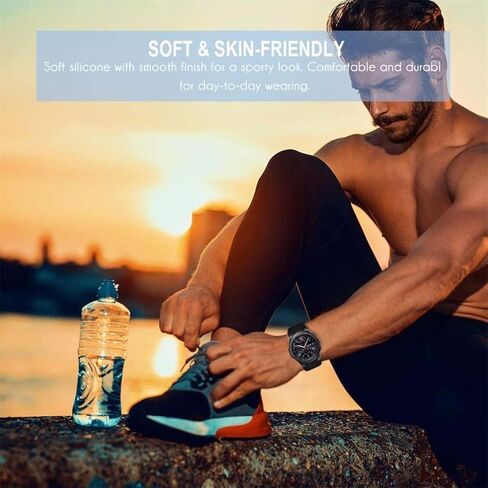 Rugged Silicone Bands for Samsung Galaxy Watch 6/5/4 Band 40mm 44mm/Galaxy Watch 5 Pro 45mm/Galaxy Watch 6/4 Classic 47mm 43mm 46mm 42mm/Galaxy Watch 3 41mm/Active 2/Active,20mm Sport Strap Men Women in Saudi Arabia
