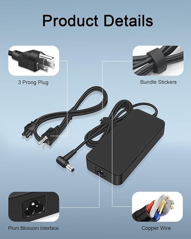 180W AC Charger for ASUS ROG G75VW G75VX G751JM G750JW G750JM G750JS G752VL G752VT GL502VT FX502VM FX702VM Gaming Laptop ADP-180MB F FA180PM111 Power Adapter (5.5 * 2.5mm) in Saudi Arabia