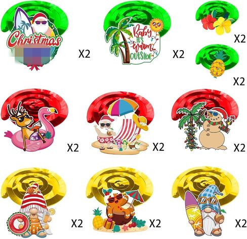 40pcs Christmas Summer Hanging Swirls Decorations, NO-DIY Christmas Summer Party Decorations, Mele Kalikimaka Christmas Decorations Flamingo Beach Tropical Hawaiian Christmas Decorations in Saudi Arabia