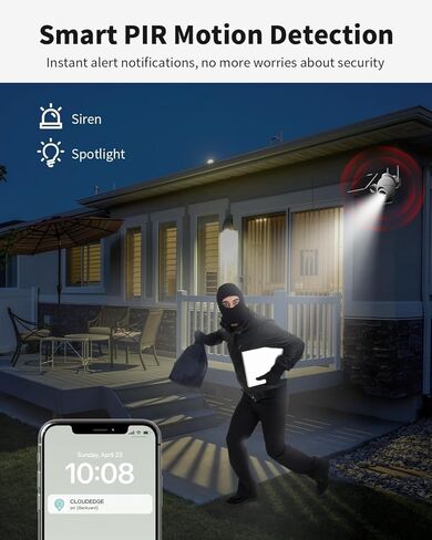 كاميرات مراقبة تعمل بالطاقة الشمسية، لاسلكية في الهواء الطلق، كاميرا 2K Pan Tilt 360 درجة واي فاي رؤية كاملة مع رؤية ليلية ملونة فائقة الدقة/مستشعر PIR/محادثة ثنائية الاتجاه/أليكسا، واي فاي 2.4 جيجا هرتز in Kuwait