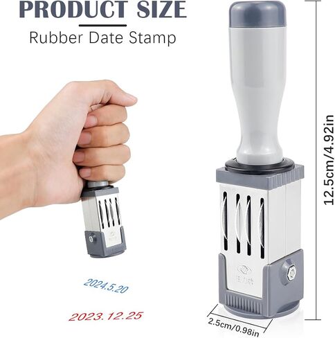 Date Stamp Portable Number Stamp Office Small Date Stamp Round Plastic Time Date Stamp Year Month Day Stamp Handheld Business Stamp File Accessories,21MM in Saudi Arabia