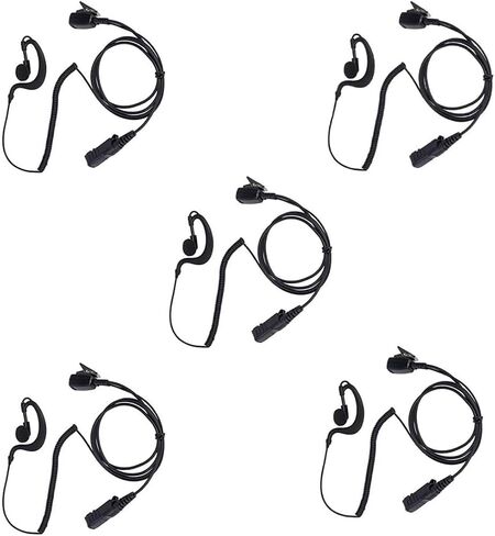 Xpr3500e Earpiece Headset with Mic PTT for Motorola Xpr3300e Xpr3500 Walkie Talkie 5 Pack 2 Way Radio G Shape Black in Saudi Arabia
