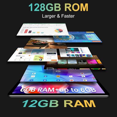 YESTEL أحدث جهاز لوحي 2024 Android 13 Tablet 10.1 بوصة مع معالج ثماني النواة، ذاكرة وصول عشوائي 12 جيجابايت + ذاكرة تخزين داخلية 128 جيجابايت (توسيع إلى 1 تيرابايت)، شاشة IPS HD، واي فاي، بلوتوث، نظام تحديد المواقع العالمي، 6000 مللي أمبير، مع حافظة - رما in Saudi Arabia