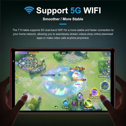 YESTEL أحدث جهاز لوحي 2024 Android 13 Tablet 10.1 بوصة مع معالج ثماني النواة، ذاكرة وصول عشوائي 12 جيجابايت + ذاكرة تخزين داخلية 128 جيجابايت (توسيع إلى 1 تيرابايت)، شاشة IPS HD، واي فاي، بلوتوث، نظام تحديد المواقع العالمي، 6000 مللي أمبير، مع حافظة - رما in Kuwait