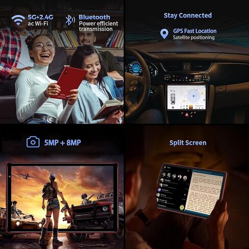 YESTEL أحدث جهاز لوحي 2024 Android 13 Tablet 10.1 بوصة مع معالج ثماني النواة، ذاكرة وصول عشوائي 12 جيجابايت + ذاكرة تخزين داخلية 128 جيجابايت (توسيع إلى 1 تيرابايت)، شاشة IPS HD، واي فاي، بلوتوث، نظام تحديد المواقع العالمي، 6000 مللي أمبير، مع حافظة - رما in Kuwait