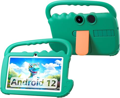 جهاز لوحي للأطفال مقاس 7 بوصة للأولاد والبنات، جهاز Android 12 جهازًا لوحيًا للأطفال، ذاكرة وصول عشوائي سعتها 4 جيجابايت وذاكرة قراءة فقط 32 جيجابايت، جهاز لوحي للأطفال الصغار مزود بتقنية WIFI وبلوتوث وشاشة IPS آمنة للعين، ومراقبة أبوية، وكاميرا مزدوجة حا in Kuwait