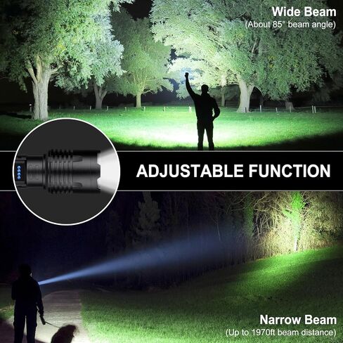 Flashlights High Lumens Rechargeable - 990000 Lumen Super Bright Flashlight with 7 Modes, IPX6 Waterproof, Mid-Size LED Flash Light for Home & Outdoor Activity in Saudi Arabia