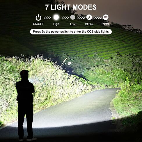 Flashlights High Lumens Rechargeable - 990000 Lumen Super Bright Flashlight with 7 Modes, IPX6 Waterproof, Mid-Size LED Flash Light for Home & Outdoor Activity in Saudi Arabia