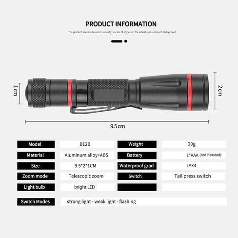 مصابيح LED للتخييم الصغيرة، 3 عبوات، تركيز قابل للتعديل، مصباح يدوي عالي اللومن مقاوم للماء، شعاع قابل للتكبير - قوي ومشرق للاستخدام في الهواء الطلق in Kuwait