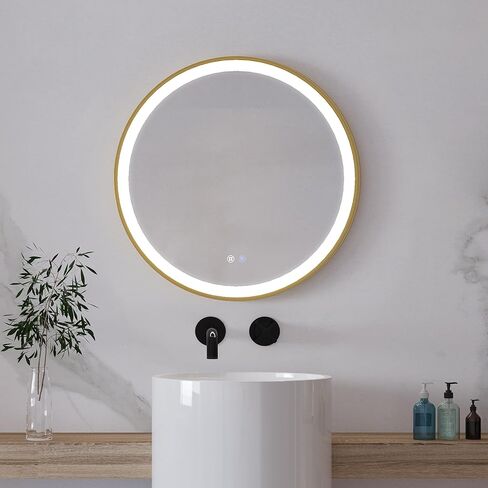 مرآة حمام LED مع أضواء للجدار، مرايا زينة كبيرة الحجم مضادة للضباب ومضاءة على الحائط مقاس 24 بوصة × 32 بوصة، مرآة مكياج بإضاءة خلفية قابلة للتعتيم مع شاشة عرض على مدار الساعة in Saudi Arabia