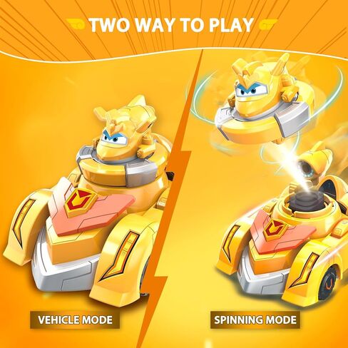Super Wings Race Car Toys, 5 in Jett Spinning Tops and Race Car Toys for Kids, 2-in-1 Mode Vehicle Toys Cars for 3 4 5 6 7 8 Year Old Boys in Kuwait