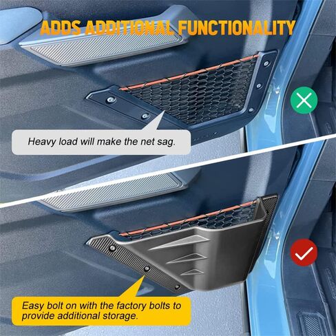 جيوب تخزين بالباب الأمامي، حامل أكواب للباب الأمامي لملحقات Ford Bronco، ملحقات توسيع التخزين الداخلي المتوافقة مع Ford Bronco 6 Gen 2021 2022 (ليس للرياضة) in Kuwait