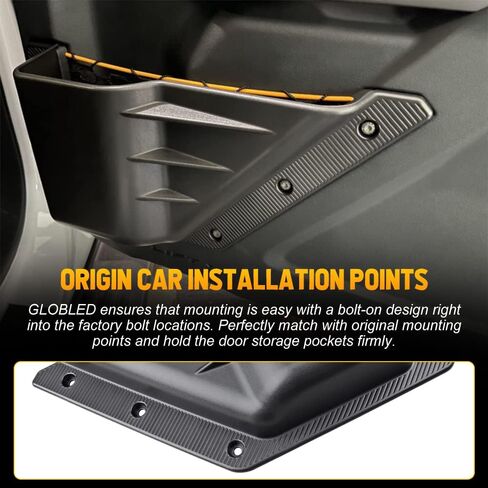 جيوب تخزين بالباب الأمامي، حامل أكواب للباب الأمامي لملحقات Ford Bronco، ملحقات توسيع التخزين الداخلي المتوافقة مع Ford Bronco 6 Gen 2021 2022 (ليس للرياضة) in Kuwait
