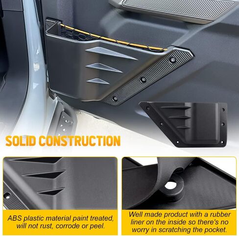 جيوب تخزين بالباب الأمامي، حامل أكواب للباب الأمامي لملحقات Ford Bronco، ملحقات توسيع التخزين الداخلي المتوافقة مع Ford Bronco 6 Gen 2021 2022 (ليس للرياضة) in Kuwait