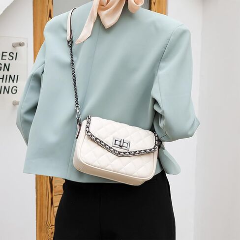 Small Quilted Crossbody Purse for Women Trendy Soft Vegan Leather Shoulder Wallet Purse Chain Cross Body Flap Bag in Saudi Arabia