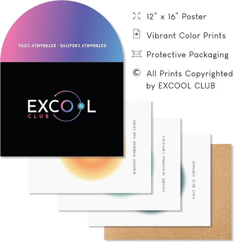 ملصقات EXCOOL CLUB Coastal Aura لجمالية الغرفة - 12 × 16 لوحة فنية جدارية من ملح البحر، صور هالة عصرية، مطبوعات شاطئية، مطبوعات طاقة إيجابية للمحيط، ديكور غرفة روحية تجريدية (غير مؤطرة) in Kuwait