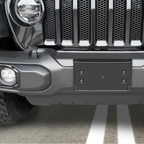 Voodonala for Jeep Wrangler JK JKU Front Plate License Bracket Front License Hanging Kits Compatible with Jeep Wrangler JK JKU 2012-2018 in Saudi Arabia