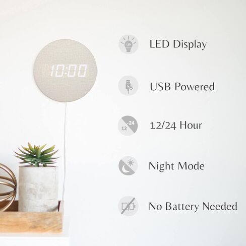 Minimalist LED Digital Wall Clock – USB Powered | Metallic Blue Style | 12/24 Hour, Night Mode, Silent Clock | Room Decor for Kitchen, Living Room, Bedroom, Classroom, Office (9 in) in Saudi Arabia