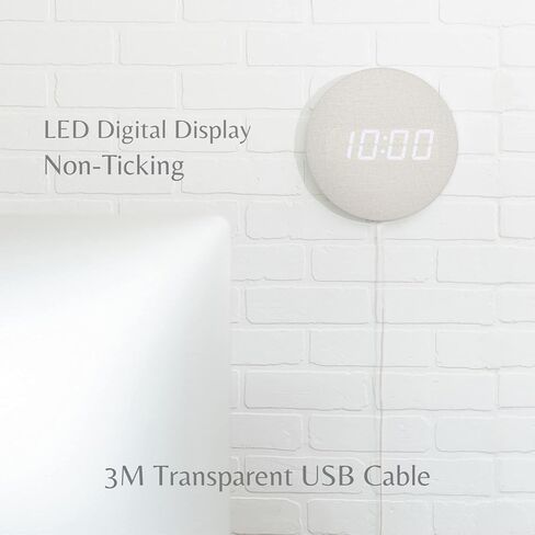 Minimalist LED Digital Wall Clock – USB Powered | Metallic Blue Style | 12/24 Hour, Night Mode, Silent Clock | Room Decor for Kitchen, Living Room, Bedroom, Classroom, Office (9 in) in Saudi Arabia