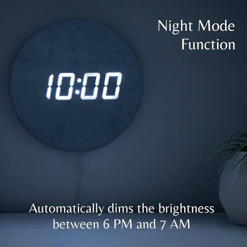 Minimalist LED Digital Wall Clock – USB Powered | Metallic Blue Style | 12/24 Hour, Night Mode, Silent Clock | Room Decor for Kitchen, Living Room, Bedroom, Classroom, Office (9 in) in Saudi Arabia