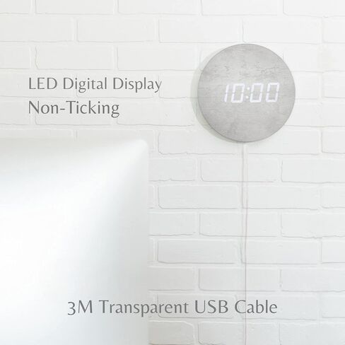 Minimalist LED Digital Wall Clock – USB Powered | Metallic Blue Style | 12/24 Hour, Night Mode, Silent Clock | Room Decor for Kitchen, Living Room, Bedroom, Classroom, Office (9 in) in Saudi Arabia