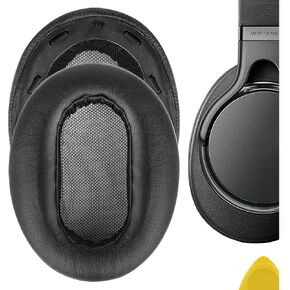 Geekria QuickFit Replacement Ear Pads for Sony MDR-1AM2, MDR-1AM2/B Headphones Ear Cushions, Headset Earpads, Ear Cups Repair Parts (Black/Plastic Ring)