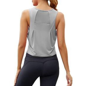 Bestisun Mesh Back Workout Tops Loose Fit Sleeveless Athletic Yoga Crop Tops for Women