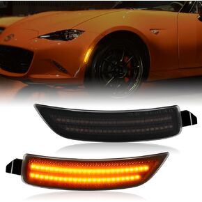 Gempro LED Side Marker Lights Front Amber Bumper Fender Marker Lamps for 2016-2023 Mazda MX-5 Miata ND Reflectors Smoked Len, 2PCS