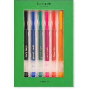 Kate Spade New York Colored Gel Pens, 6-Count Pack of Pens, Plastic Pens with Colorful Ink Colors, Colorblock