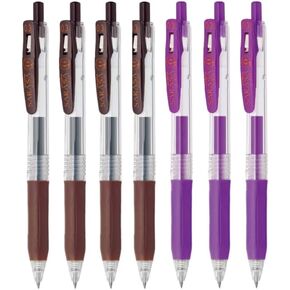 Zebra(ZEBRA) Zebra Sarasa Clip Retractable Gel Ink Pen 0.3mm, 4 Brown (JJH15-E) and 3 Purple (JJH15-PU) Set Brown Purple JJH15-E, JJH15-PU 0