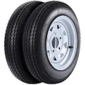 Set of 2 4.80-12 4.80x12 480-12 4.80-12 Trailer Tires with 12" Rims, 5 Lug on 4.5", Load Range C 6PR