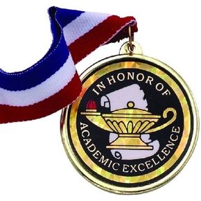 in Honor of Academic Excellence Mylar Medal Comes with Neck Ribbon - Pack of 12
