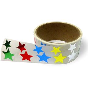 NextDayLabels - Metallic Foil Star Stickers, Assorted Sizes, ¾" and 1" - 450 Labels per Roll with perf on roll After Every 10 Labels (Assorted Colors)