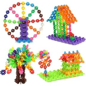 Snowflakes Building Blocks Set,Interlocking Plastic Construction Disc,Educational STEM Building Toys for Kids