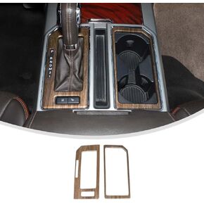 Linskip Gear Shift Panel Cover Trim Compatible with 2015 2016 2017 2018 2019 2020 Ford F150 Accessories, Cup Holder Decor Cover for F-150 Interior Accessories(Wood Garin, B)