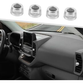 Jimen Compatible with Ford Bronco Sport 2021-2023, 4PCS Center Console Dash Air Vent AC Knob Cover Trim Ring (Black)