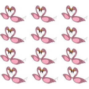 12 Pcs Glittered Pink Flamingo Sunglasses Birthday Party Decorations for Adults Kids Hawaiian Tropical Glasses Novelty Halloween Eyewear for Women Kids Adults Fancy Dress Beach Festivals