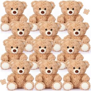 12 Pieces 8 Inch Bear Stuffed Animal Soft Stuffed Bear Plush Toys Bulk Bear Party Favors Animal Decorations for Birthday Baby Shower Party Gifts Supplies